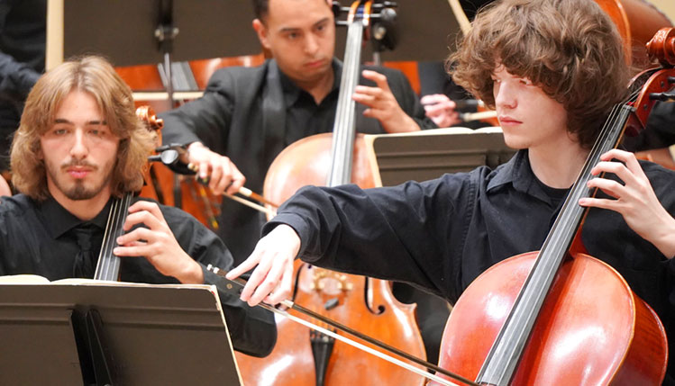 Students playing in band