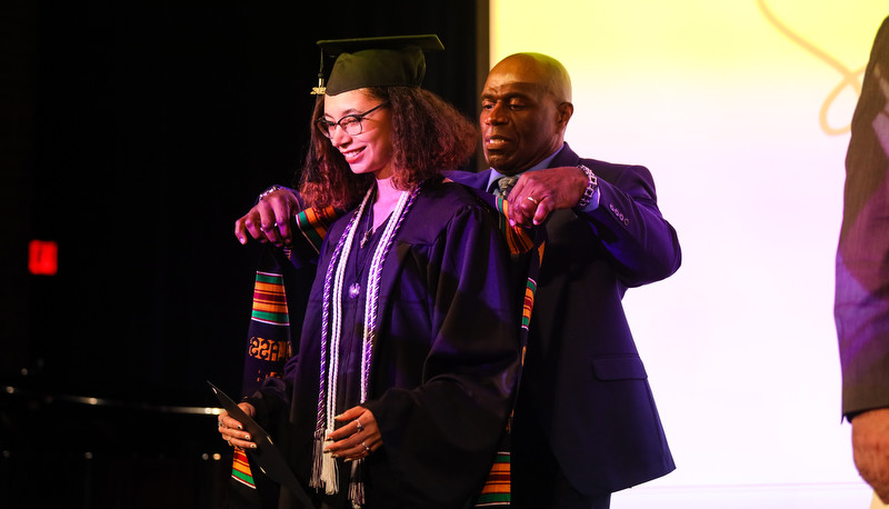 Students celebrating Global and Multicultural graduation