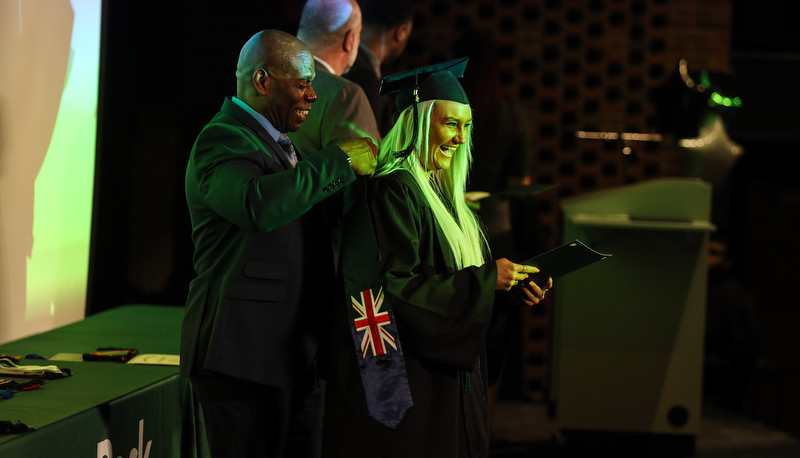 Students celebrating Global and Multicultural graduation