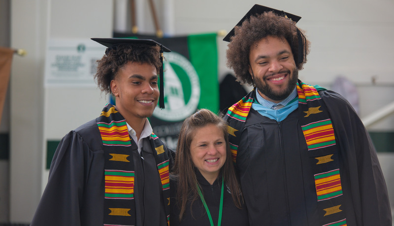 Students celebrating graduation