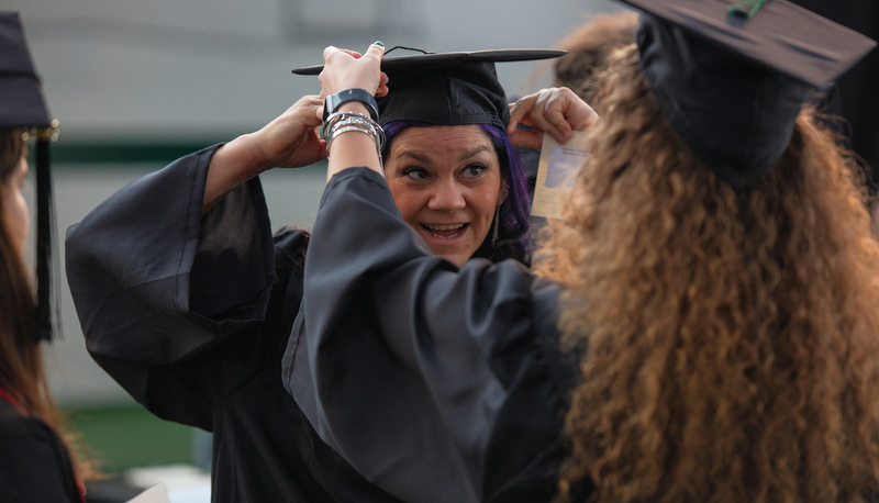 Students celebrating graduation