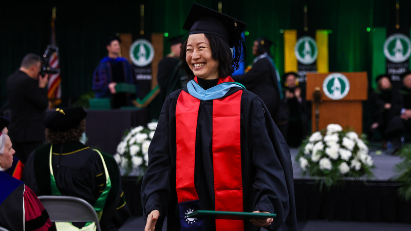 Students celebrating graduation