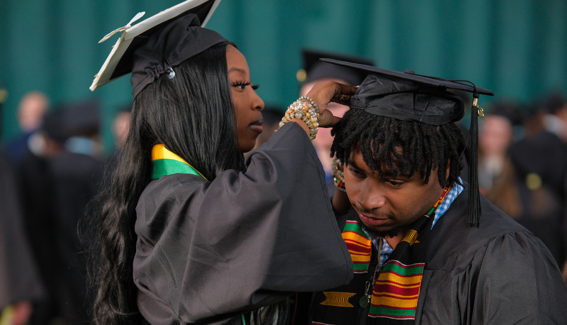 Students celebrating graduation