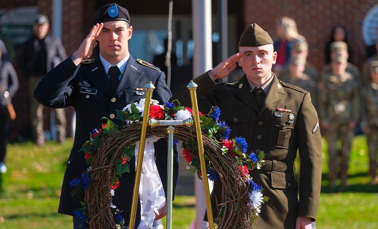 ROTC Cadets saluting