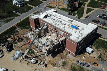 A campus building under active construction