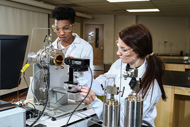 Students in Petroleum and Natural Gas Engineering lab