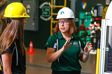 Students being taught safety procedures