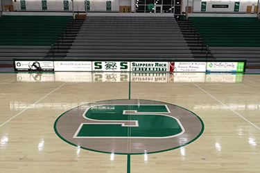 Wide basketball court at Morrow Field House